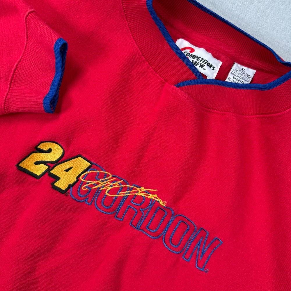 Vintage Y2k Jeff Gordon NASCAR Sweatshirt XL Competitors View Red 24 Embroidered